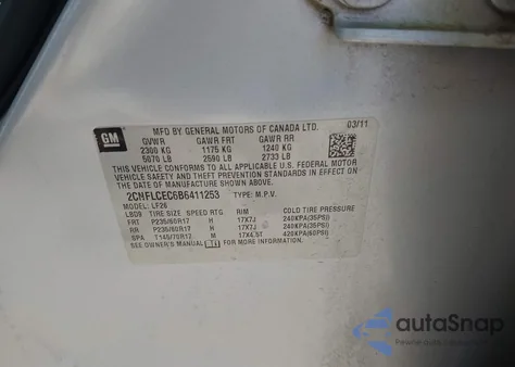 2011 Chevrolet Equinox Ls from USA, damaged, VIN 2CNFLCEC6B6411253